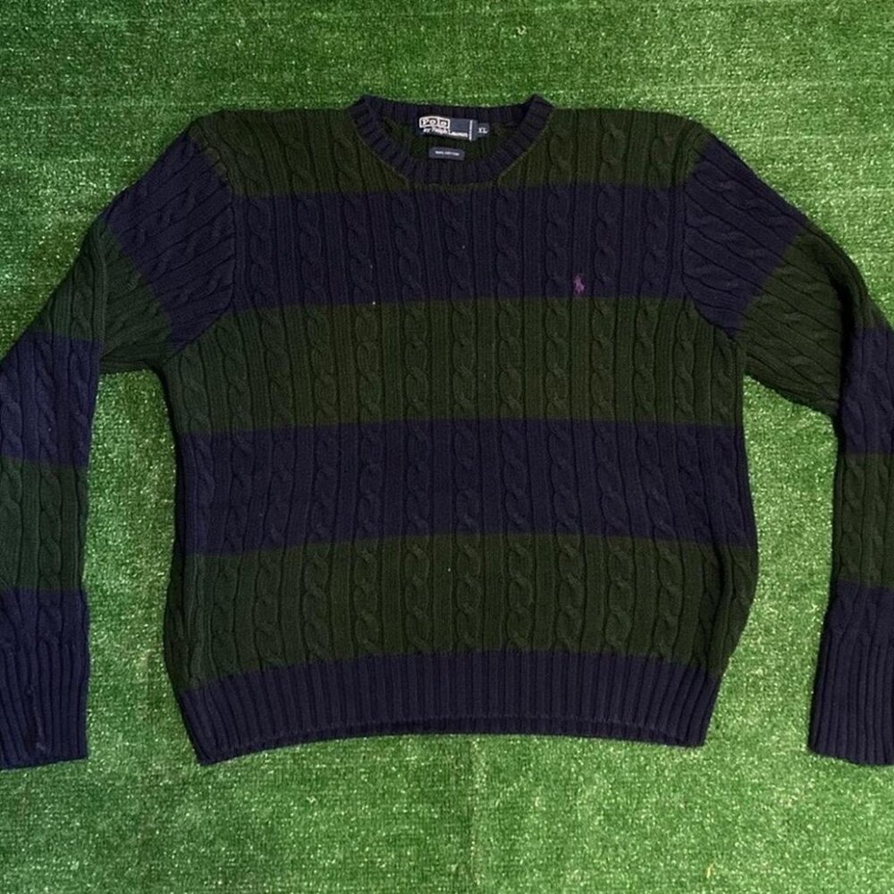 Polo Ralph Lauren Men's Blue and Green Jumper
